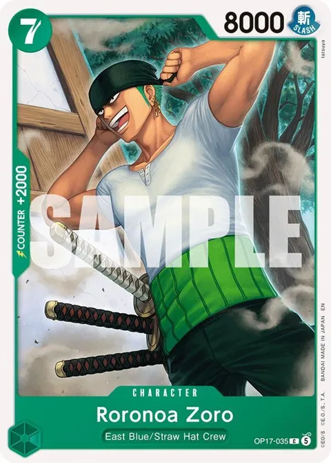 Roronoa Zoro OP17-035 One Piece card from The World's Strongest Warriors