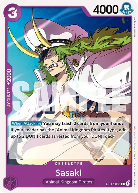 Sasaki OP17-068 One Piece card from The World's Strongest Warriors