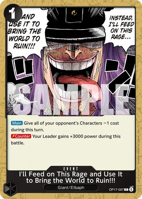 I'll Feed on This Rage and Use It to Bring the World to Ruin!!! OP17-097 One Piece card from The World's Strongest Warriors
