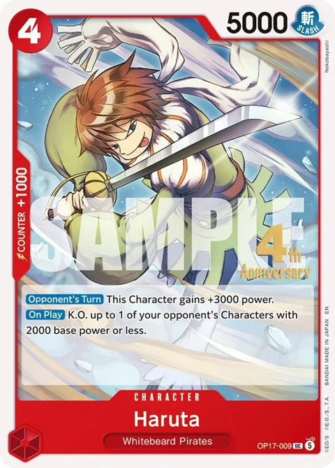 Haruta OP17-009 Pre-Release One Piece card from The World's Strongest Warriors Release Event Cards