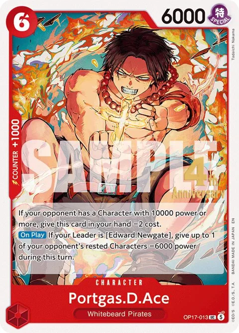 Portgas.D.Ace OP17-013 Pre-Release One Piece card from The World's Strongest Warriors Release Event Cards