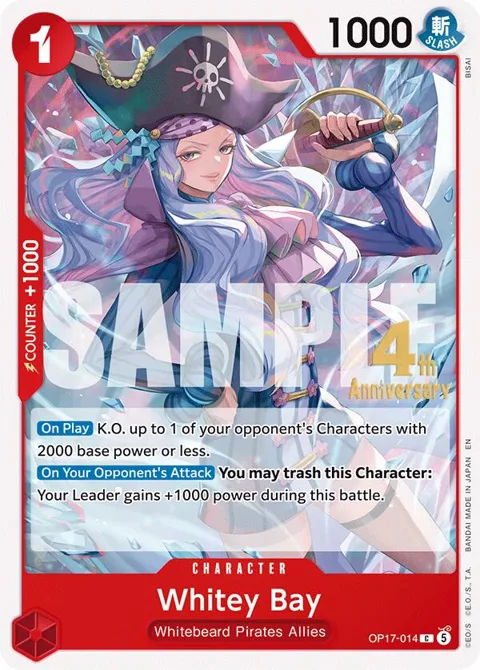 Whitey Bay OP17-014 Pre-Release One Piece card from The World's Strongest Warriors Release Event Cards