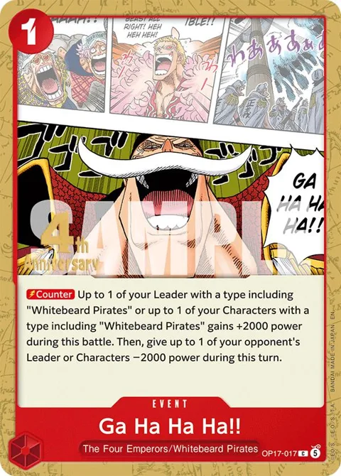 Ga Ha Ha Ha!! OP17-017 Pre-Release One Piece card from The World's Strongest Warriors Release Event Cards