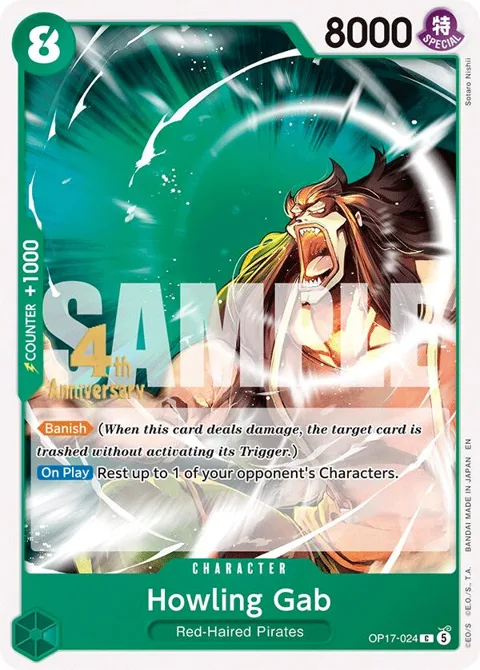 Howling Gab OP17-024 Pre-Release One Piece card from The World's Strongest Warriors Release Event Cards
