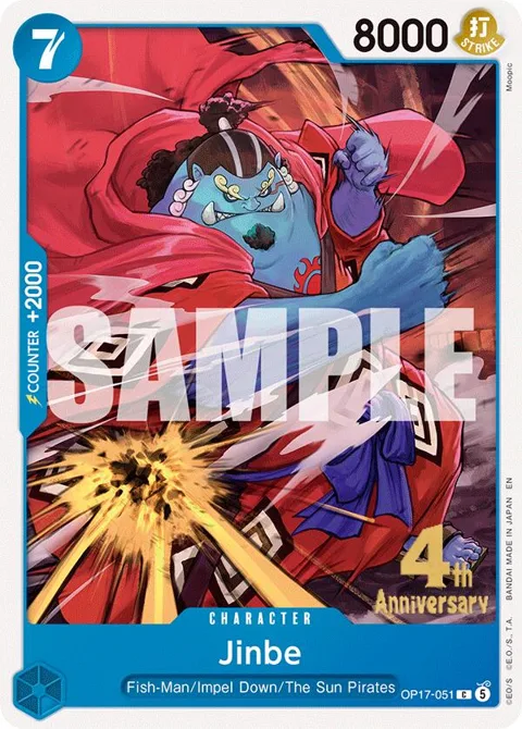 Jinbe OP17-051 Pre-Release One Piece card from The World's Strongest Warriors Release Event Cards