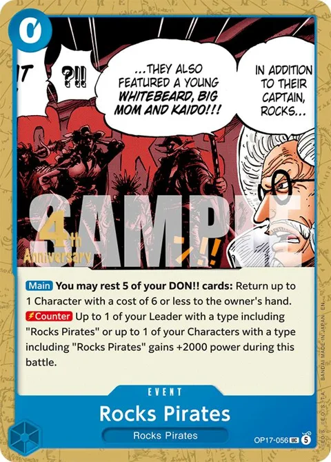 Rocks Pirates OP17-056 Pre-Release One Piece card from The World's Strongest Warriors Release Event Cards