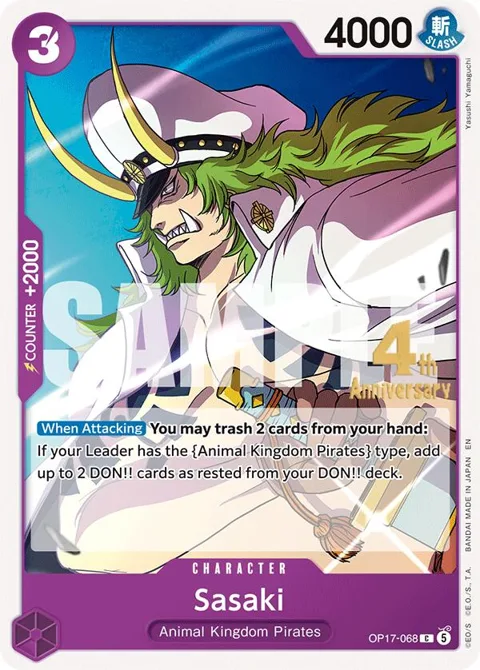 Sasaki OP17-068 Pre-Release One Piece card from The World's Strongest Warriors Release Event Cards