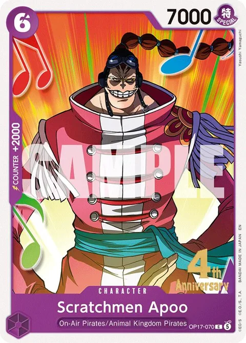 Scratchmen Apoo OP17-070 Pre-Release One Piece card from The World's Strongest Warriors Release Event Cards