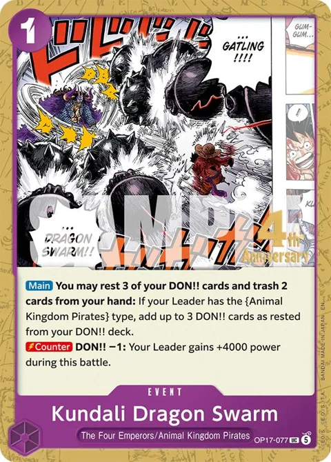 Kundali Dragon Swarm OP17-077 Pre-Release One Piece card from The World's Strongest Warriors Release Event Cards