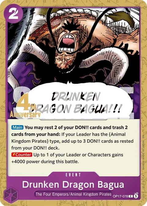 Drunken Dragon Bagua OP17-078 Pre-Release One Piece card from The World's Strongest Warriors Release Event Cards
