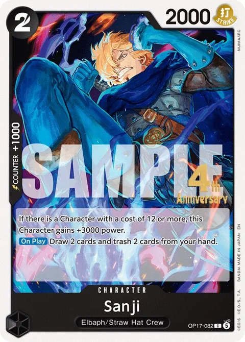 Sanji OP17-082 Pre-Release One Piece card from The World's Strongest Warriors Release Event Cards