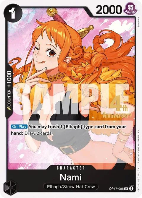 Nami OP17-086 Pre-Release One Piece card from The World's Strongest Warriors Release Event Cards