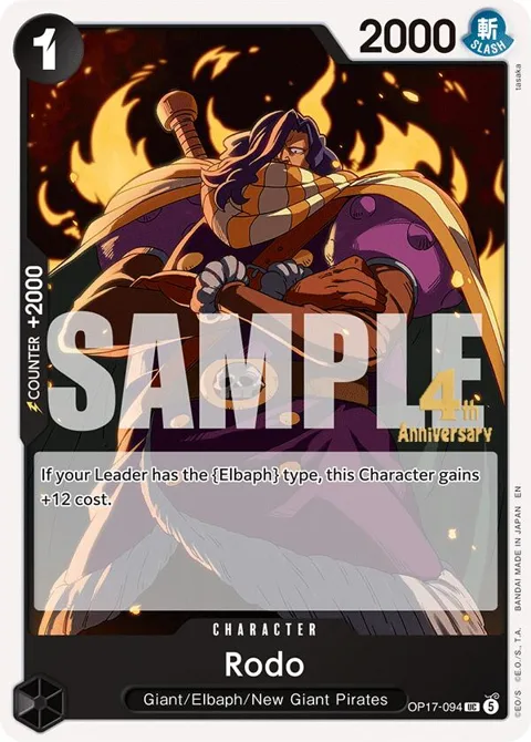 Rodo OP17-094 Pre-Release One Piece card from The World's Strongest Warriors Release Event Cards