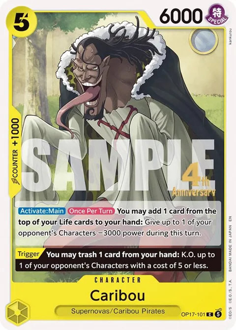 Caribou OP17-101 Pre-Release One Piece card from The World's Strongest Warriors Release Event Cards