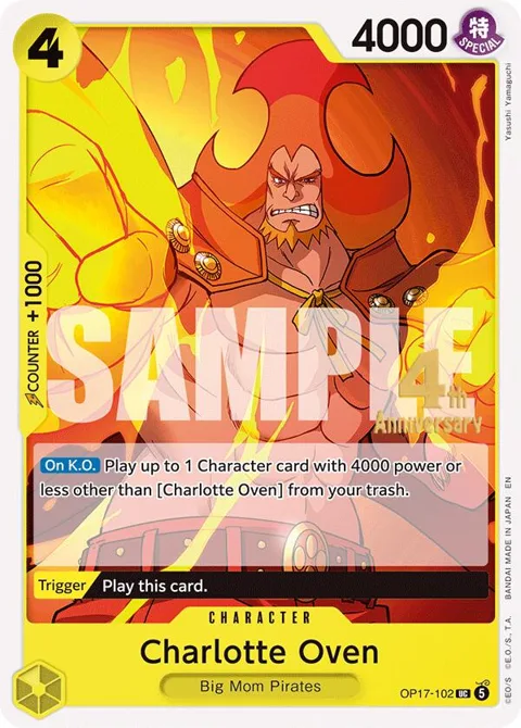 Charlotte Oven OP17-102 Pre-Release One Piece card from The World's Strongest Warriors Release Event Cards