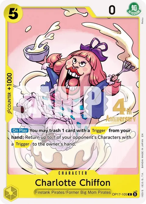 Charlotte Chiffon OP17-105 Pre-Release One Piece card from The World's Strongest Warriors Release Event Cards