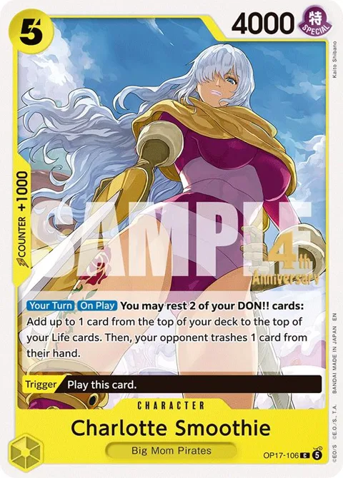 Charlotte Smoothie OP17-106 Pre-Release One Piece card from The World's Strongest Warriors Release Event Cards