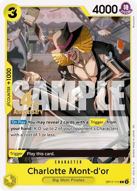Charlotte Mont-d'or OP17-111 Pre-Release One Piece card from The World's Strongest Warriors Release Event Cards