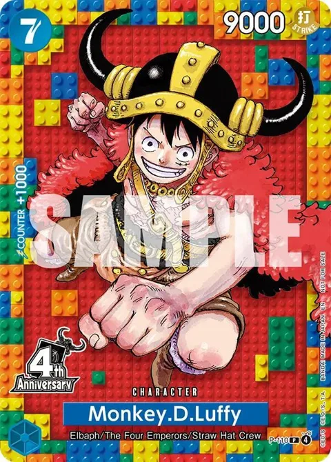 Monkey.D.Luffy 4th Anniversary P-110 One Piece card from One Piece Promotion Cards