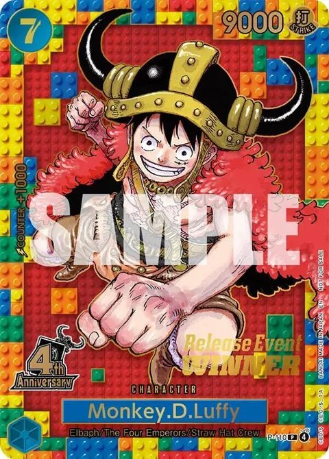Monkey.D.Luffy 4th Anniversary Winner P-110 One Piece card from One Piece Promotion Cards