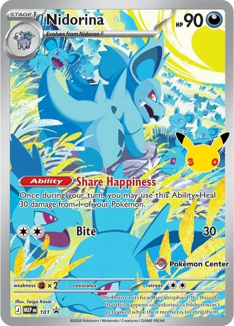 Nidorina - 101 30th Celebration Pokemon Center Exclusive #101 Holofoil Pokémon card from Mega Evolution Promo