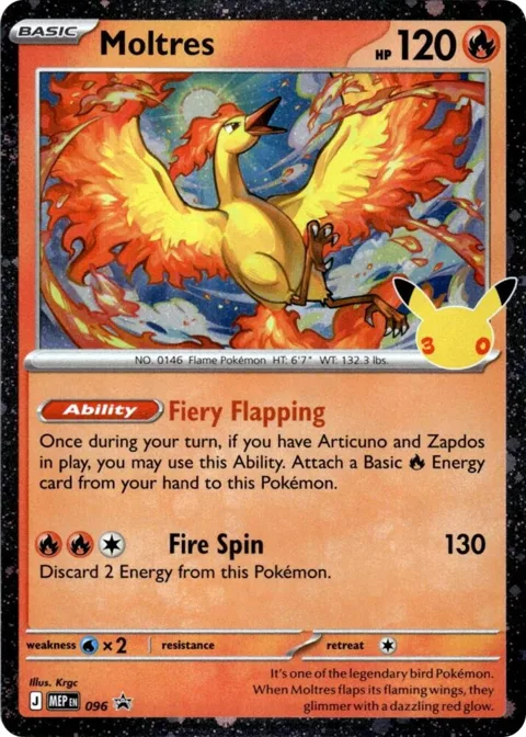 Moltres - 096 30th Celebration #096 Holofoil Pokémon card from Mega Evolution Promo