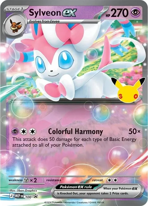 Sylveon ex - 100 30th Celebration #100 Holofoil Pokémon card from Mega Evolution Promo