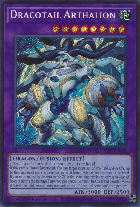 Dracotail Arthalion Secret Rare 26LP-EN003 Yu-Gi-Oh card from Limited Pack World Championship 2026