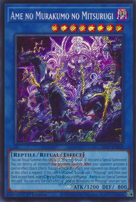 Ame no Murakumo no Mitsurugi Emblazoned Secret Rare 26LP-EN021 Yu-Gi-Oh card from Limited Pack World Championship 2026