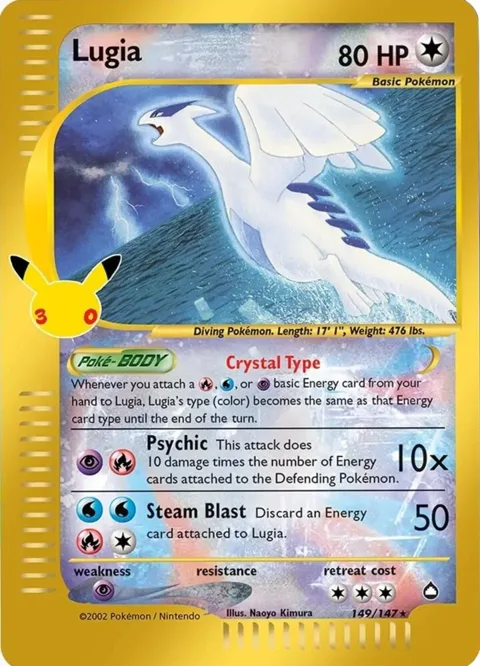 Lugia #149/147 Holofoil Pokémon card from 30th Celebration Classic Collection