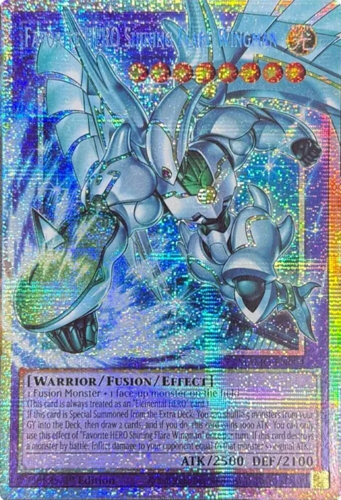 Favorite HERO Shining Flare Wingman Starlight Rare Extended Art MAMO-EN004 Yu-Gi-Oh card from Magnificent Monsters