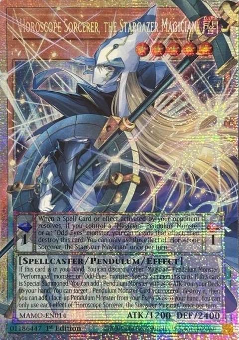 Horoscope Sorcerer, the Stargazer Magician Starlight Rare Extended Art MAMO-EN014 Yu-Gi-Oh card from Magnificent Monsters