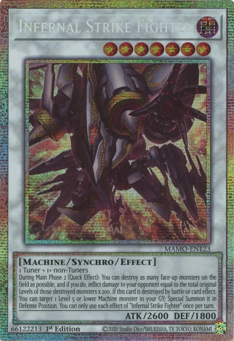 Infernal Strike Fighter Starlight Rare MAMO-EN123 Yu-Gi-Oh card from Magnificent Monsters