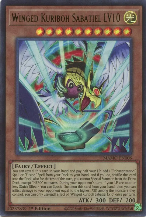 Winged Kuriboh Sabatiel LV10 MAMO-EN006 Yu-Gi-Oh card from Magnificent Monsters