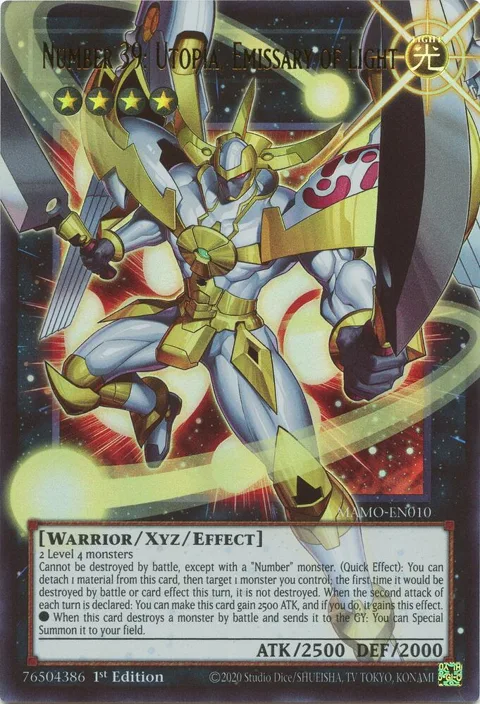 Number 39: Utopia, Emissary of Light Extended Art MAMO-EN010 Yu-Gi-Oh card from Magnificent Monsters