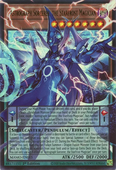 Astrograph Sorcerer, the Starfrost Magician Extended Art MAMO-EN015 Yu-Gi-Oh card from Magnificent Monsters