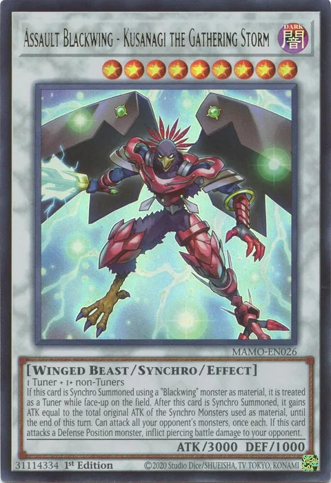 Assault Blackwing - Kusanagi the Gathering Storm MAMO-EN026 Yu-Gi-Oh card from Magnificent Monsters