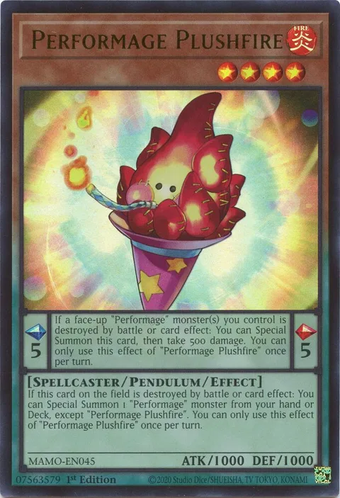 Performage Plushfire MAMO-EN045 Yu-Gi-Oh card from Magnificent Monsters