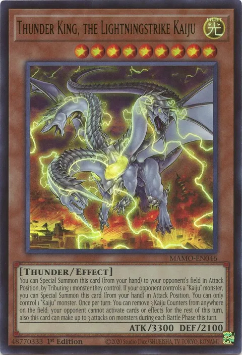 Thunder King, the Lightningstrike Kaiju MAMO-EN046 Yu-Gi-Oh card from Magnificent Monsters