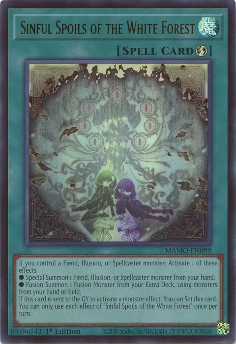 Sinful Spoils of the White Forest MAMO-EN099 Yu-Gi-Oh card from Magnificent Monsters
