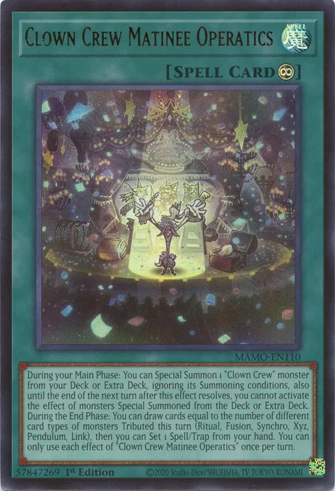 Clown Crew Matinee Operatics MAMO-EN110 Yu-Gi-Oh card from Magnificent Monsters