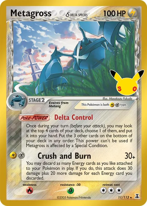 Metagross Delta Species #11/113 Holofoil Pokémon card from 30th Celebration Classic Collection