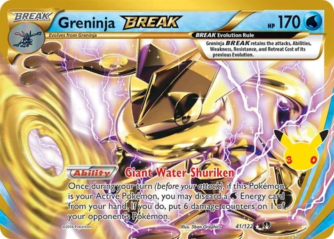 Greninja BREAK #41/122 Holofoil Pokémon card from 30th Celebration Classic Collection