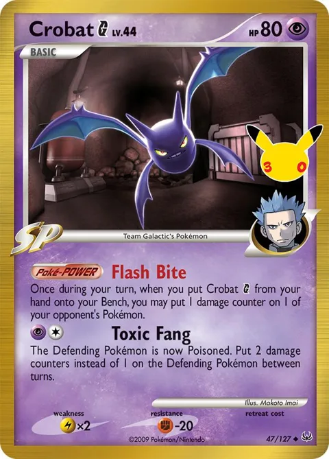 Crobat G #47/127 Holofoil Pokémon card from 30th Celebration Classic Collection