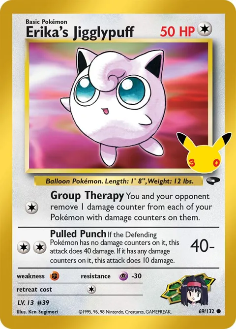 Erika's Jigglypuff #69/132 Holofoil Pokémon card from 30th Celebration Classic Collection