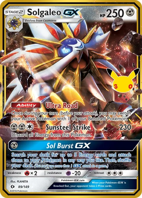 Solgaleo GX #89/149 Holofoil Pokémon card from 30th Celebration Classic Collection