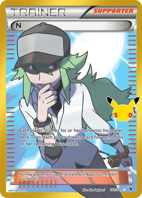 N #101/101 Holofoil Pokémon card from 30th Celebration Classic Collection