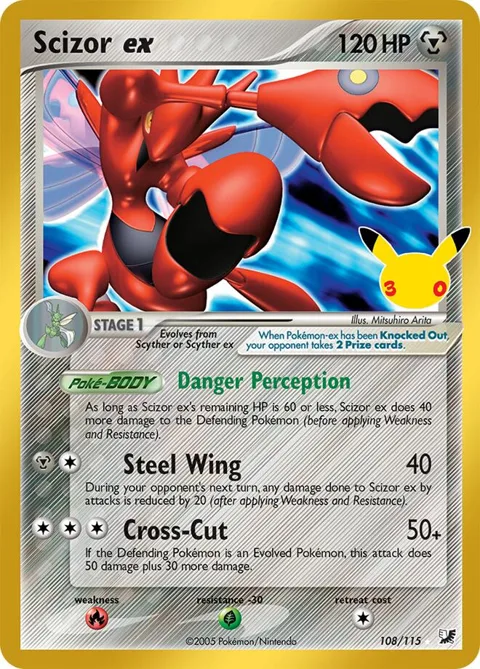 Scizor ex #108/115 Holofoil Pokémon card from 30th Celebration Classic Collection