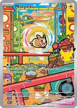 Morpeko #135/128 Holofoil Pokémon card from 30th Celebration