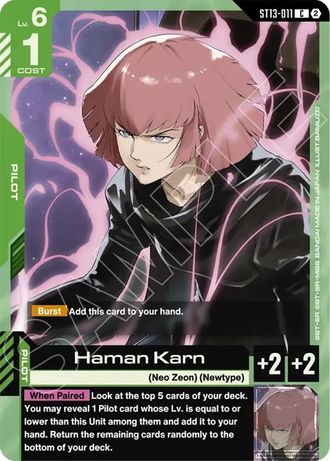 Haman Karn ST13-011 Gundam card from Starter Deck 13: Silent Barrage